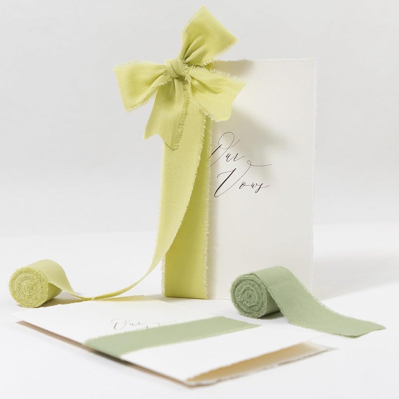 Keypan Spring Green Ribbon 1-1/2 Inch x 15 Yards Handmade Cotton Frayed Fringe Fabric Ribbons for Crafts Flower Bouquets Wedding Christmas Tree Home DIY Decor - Image 5